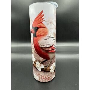 20oz skinny‎ tumbler CUSTOM MADE stainless steel with Lid/Straw CARDINAL
